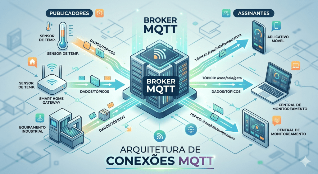 Arquitetura IoT: Sensores MQTT, Broker e plataformas