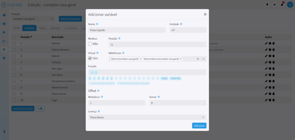 Configuração de variáveis virtuais com múltiplas referências